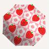1pc Strawberry Floral Automatic Open 8-Rib Windproof Umbrella, Travel & Commuting, Suitable for All Seasons, Lightweight Portable 136