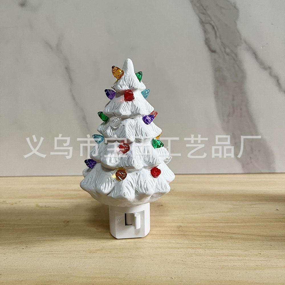 Christmas day decoration with certified American specification plug-in resin christmas tree wall lamp bedside night light living room study
