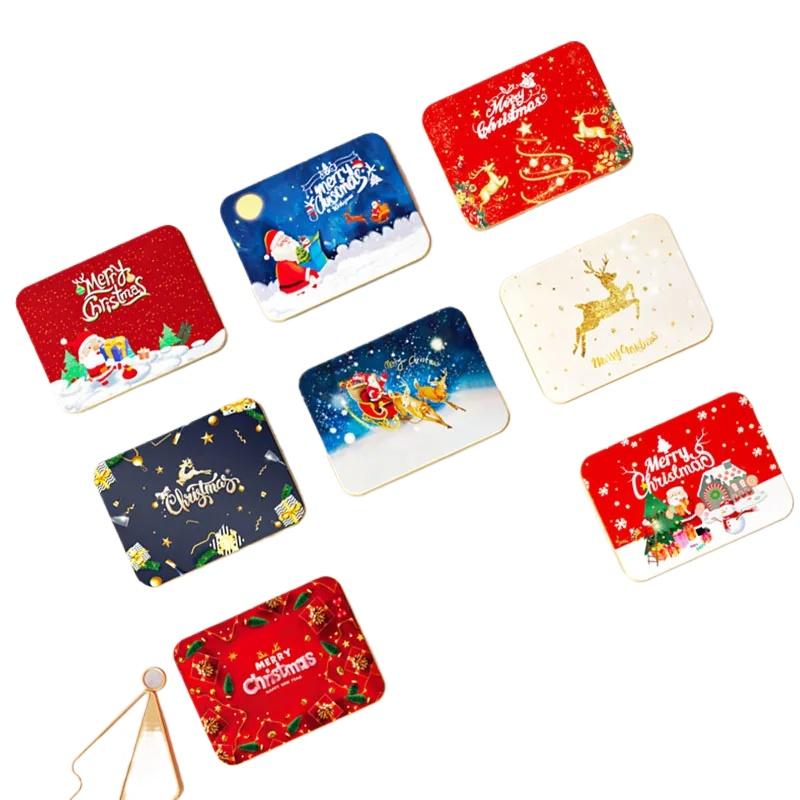 1PC Cutie Cadou Cutie de depozitare goală Cutie de tablă de biscuiți Cutie de biscuiți Cadou de Crăciun Cutie de bomboane Cutie pătrată de tablă de bomboane