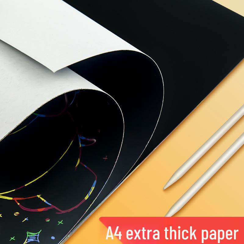 4K Scratch Art Paper Kit: Colorful DIY Graffiti & Drawing Set for Kids, Black Paper for Kindergarten Creative Projects