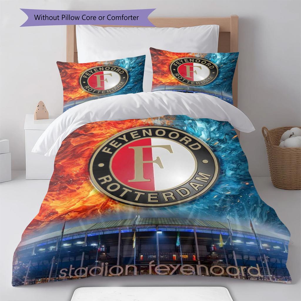 Feyenoord Pattern Bedding Quilt Set Quilt Cover Pillowcase Home Decoration Birthday Gift (1 * Duvet Cover + 2 * Pillowcase, Without Core)