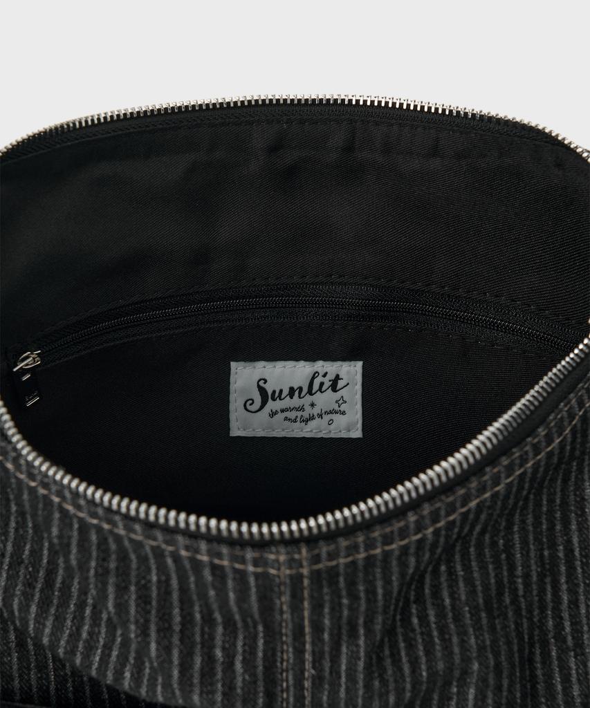 Sunlit Denim Hobo Bag (Black)
