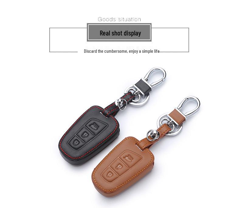 Hyundai IX35/45 New Santa Fe Genuine Leather Key Fob Cover - 3/4-Button Protection