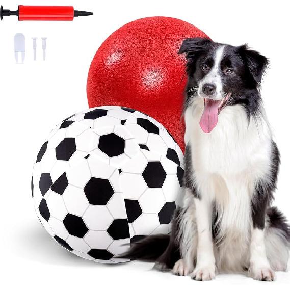 Juome Herding Ball for Dogs, 10" Dog Herding Balls with Soccer Cloth Cover Hand Pump, Interactive Dog Toys for Small & Medium Dogs