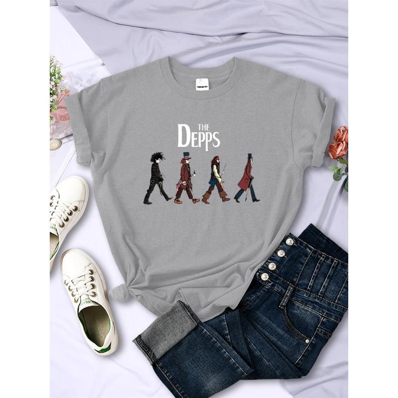 

Футболки женские Эдвард руки-ножницы Волшебник Пират Джентльмен Печатные короткие рукава Женские топы большого размера с круглым вырезом Дышащие футболки женские XXXL серый