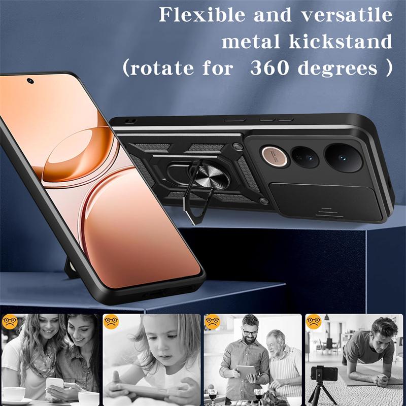 Armor Case For Vivo V50 Lite 5G Cover Lens Protection With Ring Magnetic Holder Coque Fundas Capa