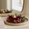 Bow/Flower Christmas Candle Ring Candlestick Wreaths  Fireplace Mantel Decor