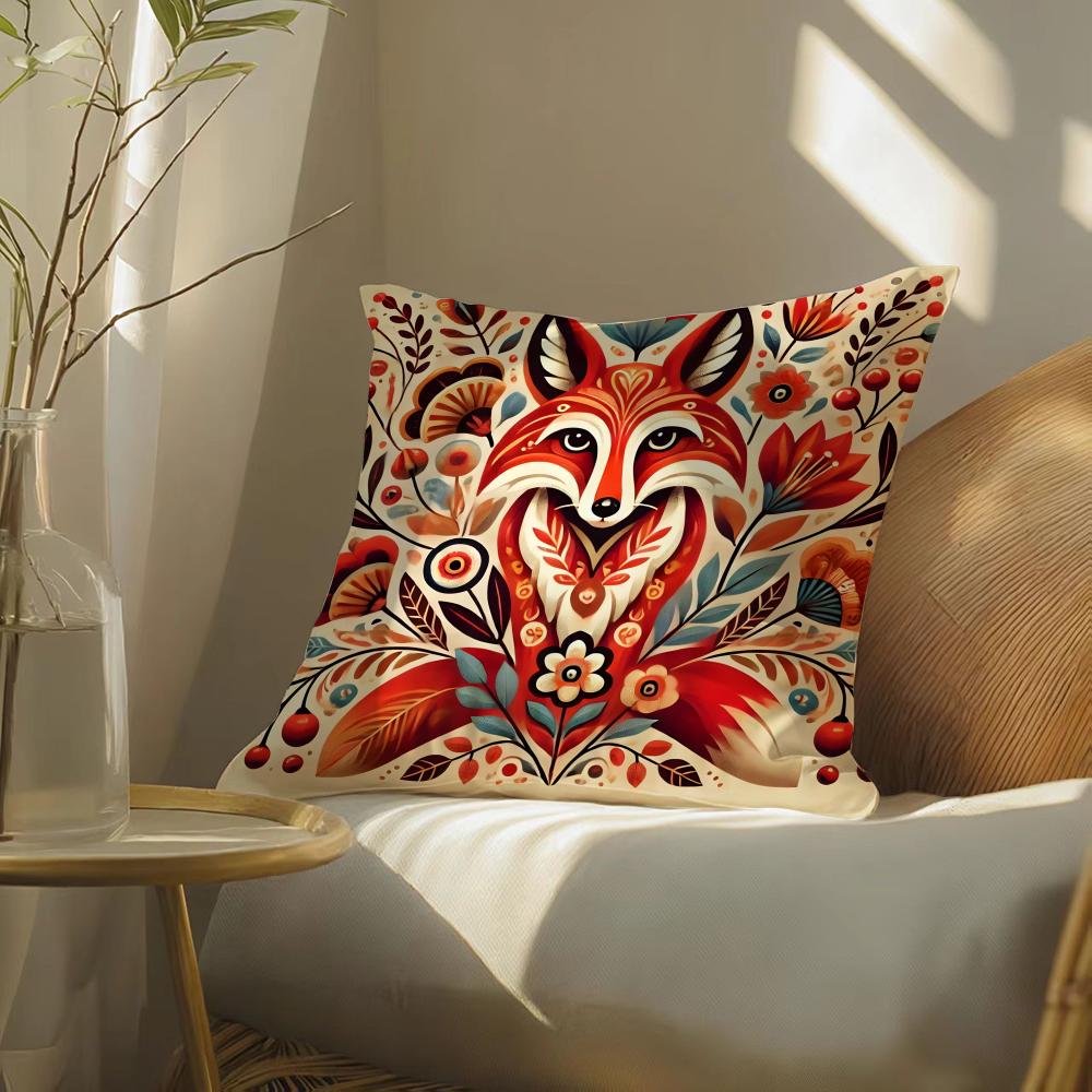 Colorful Natural Animal Flower Prints Pillow Case Double-Sided Plush Sofa Cushion Covers Organic Breathable Invisible Zipper