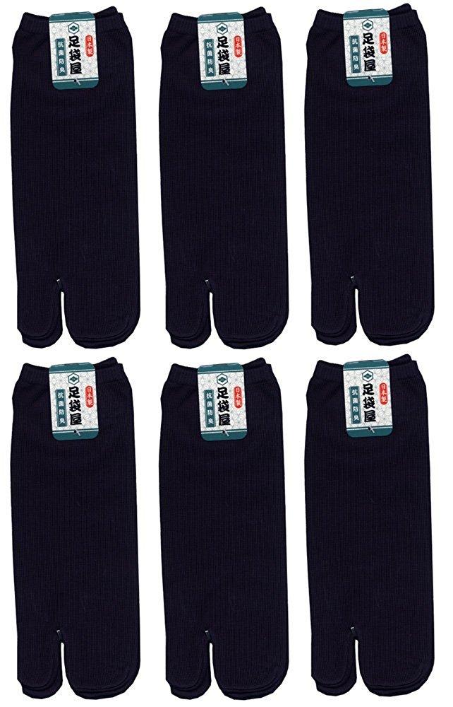 Tabiya Antibacterial and Tabi Set of 6 Sizes Navy Men's Odor-Resistant Ankle-Length Socks, (Men's Socks), 25-27cm,