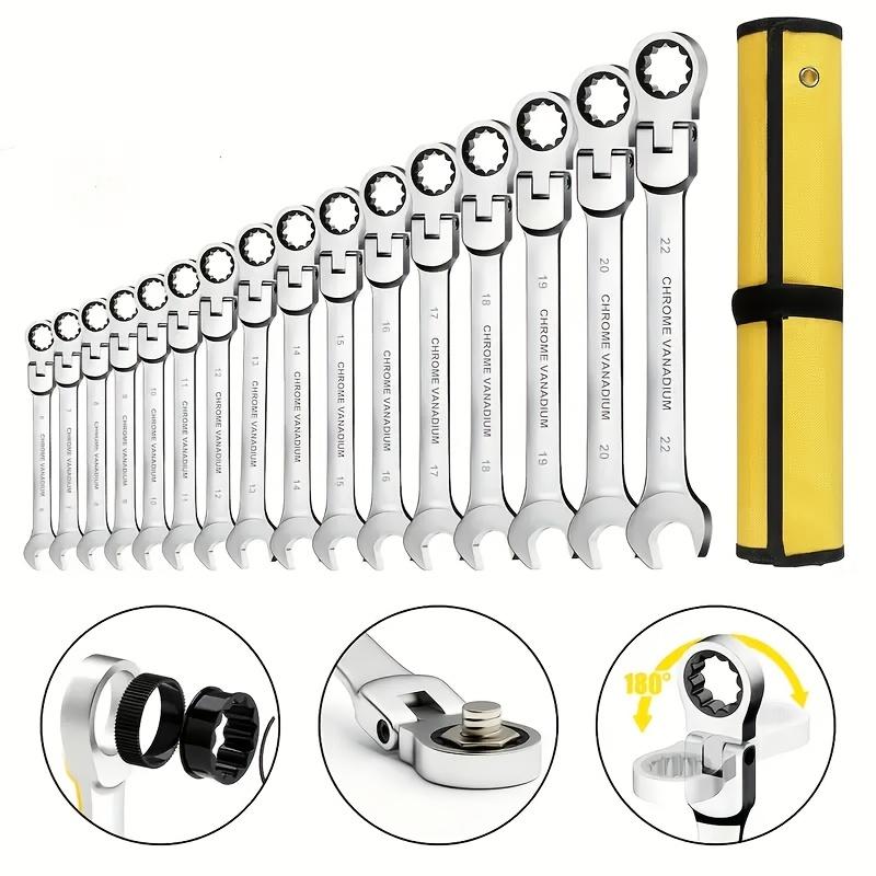 1pc 180° Flex-Head Ratcheting Wrench