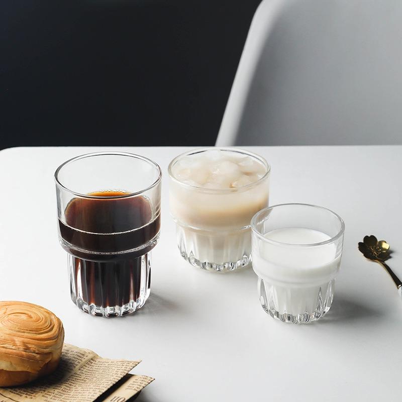 2pcs Vintage Cold Brew Coffee Cup Creative Coffee Mug Trendy Thickened Glass Cup Latte Mocha Espresso Mugs Best New Year Gifts
