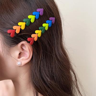 Nuovi Carini Coreani Arcobaleno Cuore d'Amore Forcine Fermagli per Capelli Colore Estivo Barrette Mollette per Capelli per Donne Ragazze Accessori per Capelli