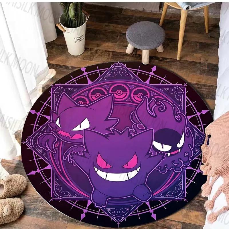  Disney Game Pokémon Gengar Printed Round Mat Bedroom Living Room Sofa Table Carpet Home Decor Cute Horrible Floor Rug