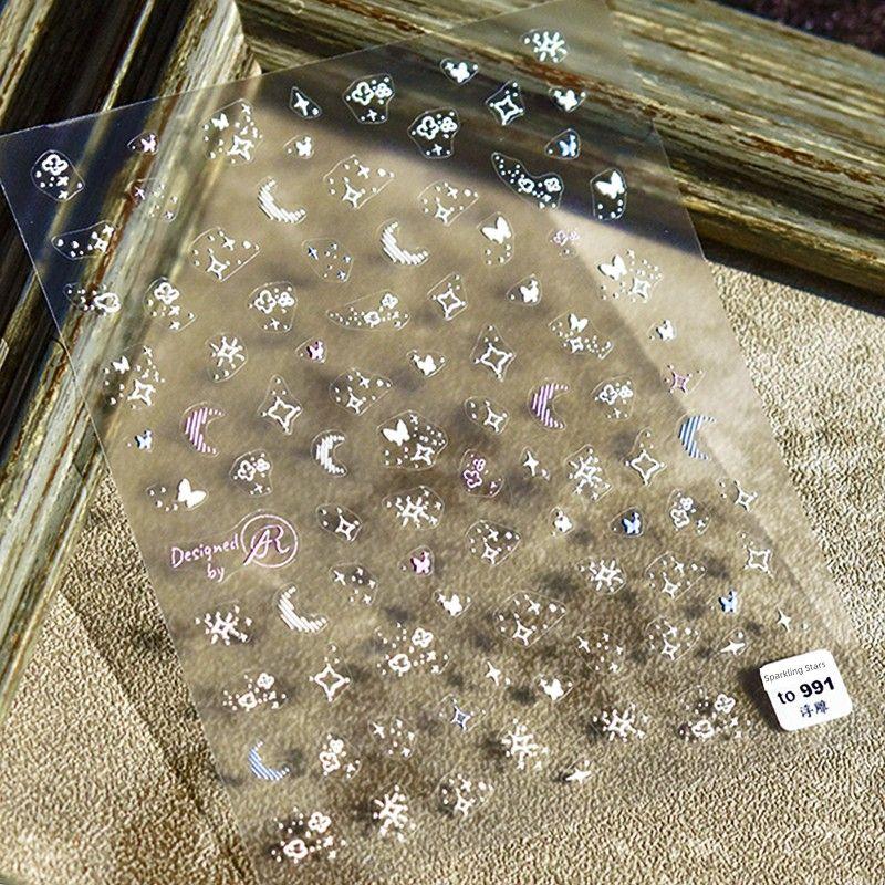 

Shiny Little Star Nail Stickers Transparent Tomoni Embossed Adhesive 5D Nail Stickers Japanese Style Nail Beauty Ornament Sparkling Star 991((Relief))