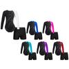 Girls Dance Leotard Long Sleeve Mock Neck Sparkle Rhinestone Keyhole Back Bodysuit V Front Waistband Shorts Set