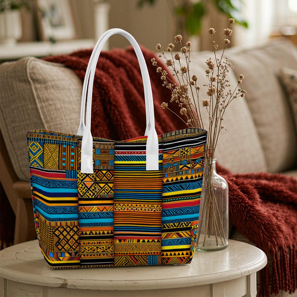 Ethnic Pattern Tote Bag Fashion Portable Shoulder Handbag for Daily Use