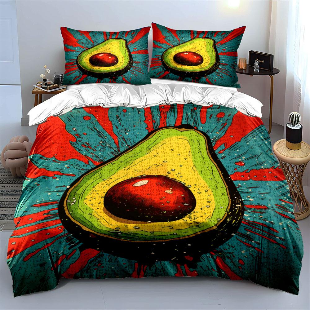Colorful Avocado Art Set Soft Comfortable Duvet Cover Bedding Set Included 1*Duvet Cover & 2*Pillowcases, Gift