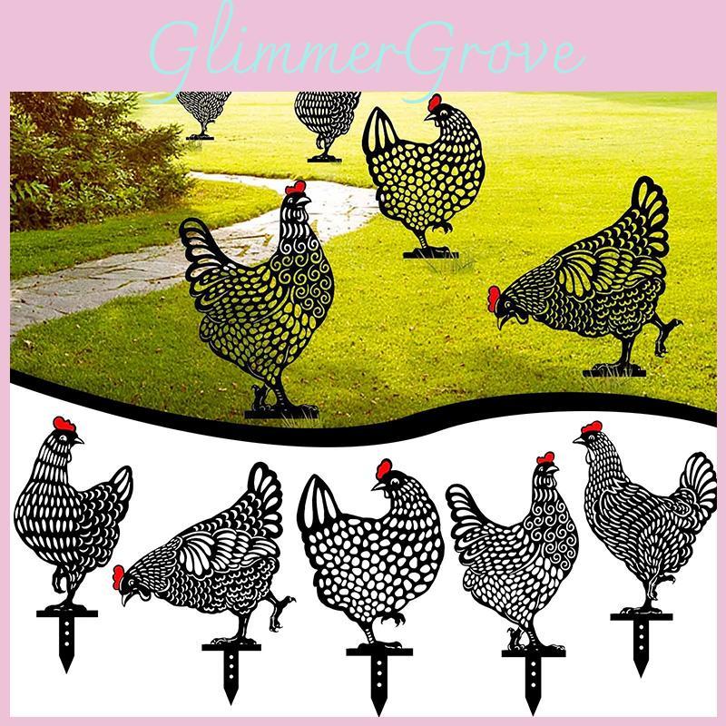 Statues Art Chicken Backyard Lawn Stakes Hen Yard Decor Garden Decor Ornament