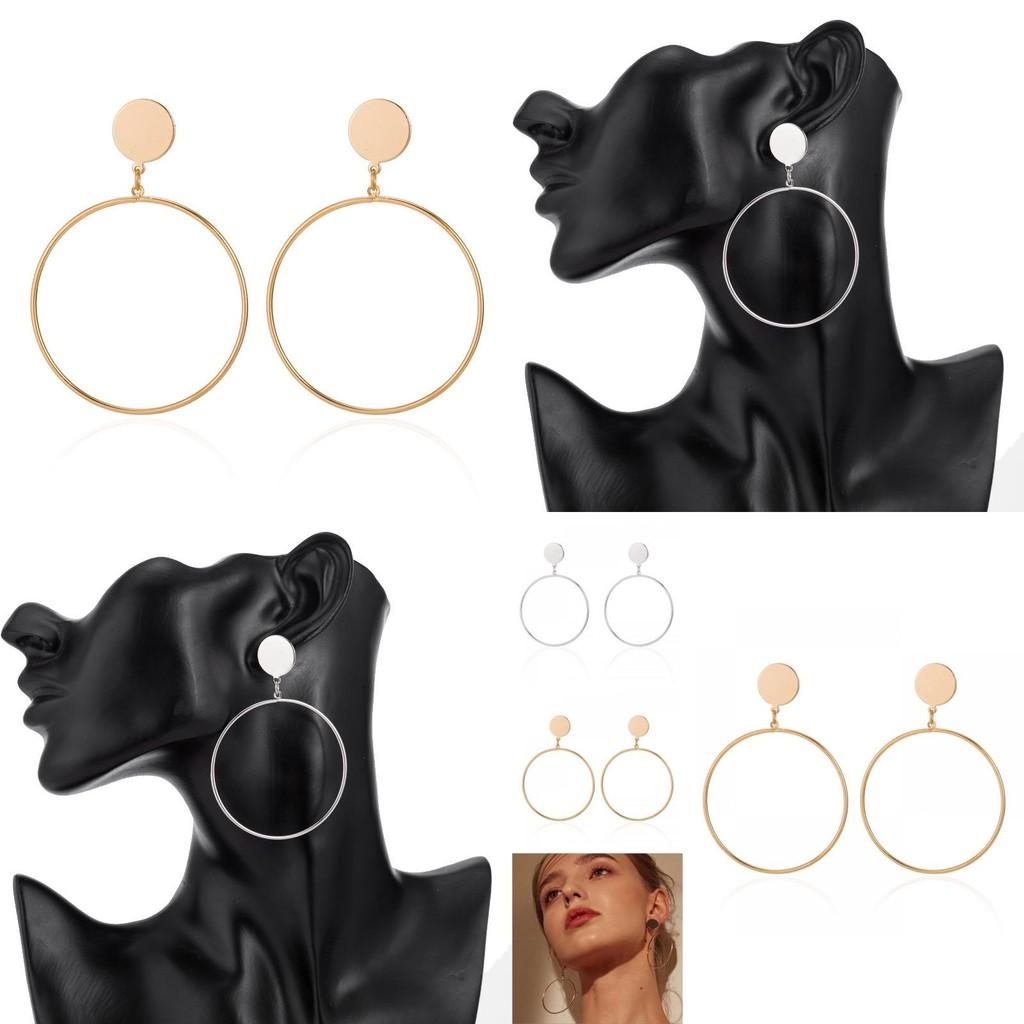 Trendsetting Large Alloy Hoop Earrings Simple Geometric Design For Women