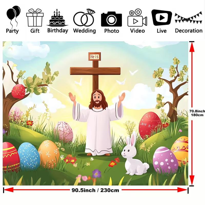 2D Cartoon Jesus Easter Backdrop for Children's Church & Classroom