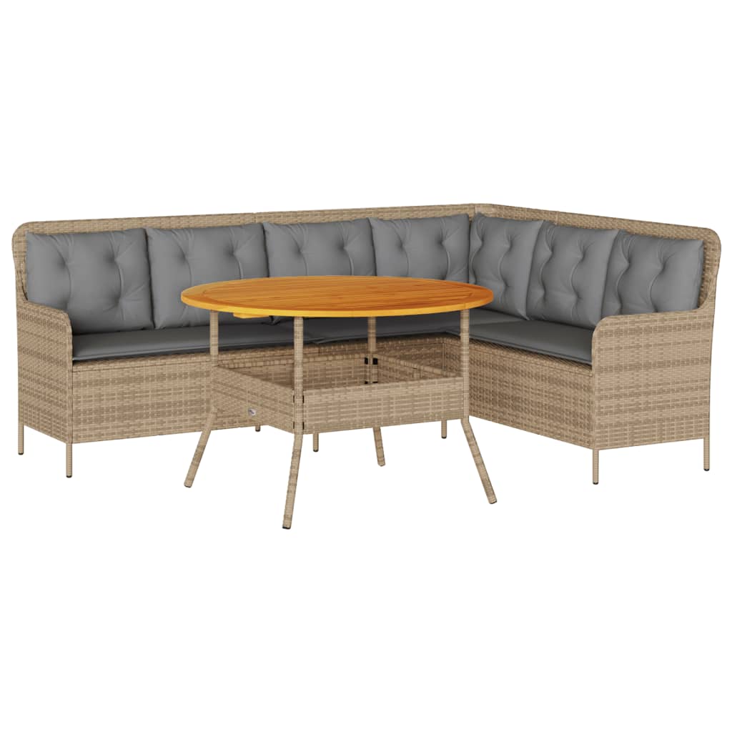 Vidaxl 2-Cz. Garden Furniture Set With Cushions, Beige, Poly Rattan