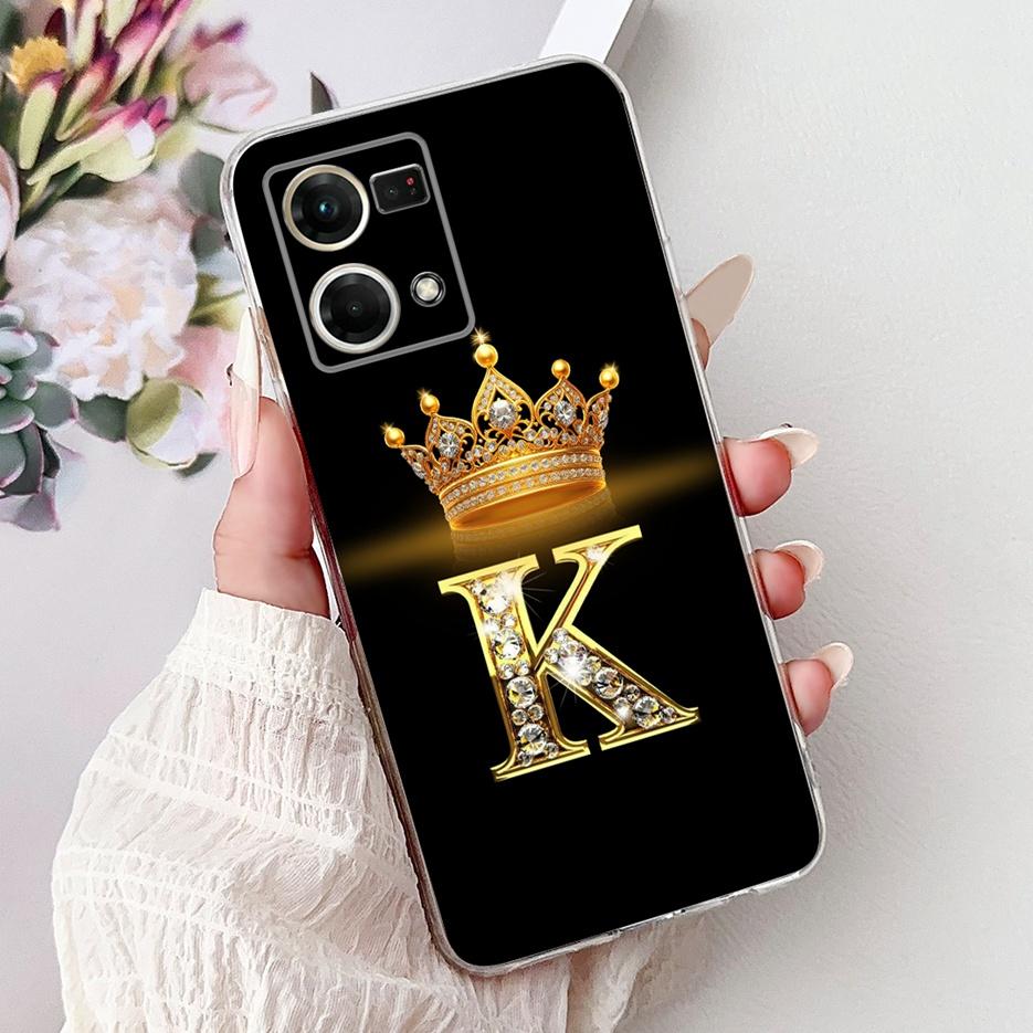 For Oppo F21 Pro 4G Case Reno7 4G CPH2363 New Crown Letters Cover Soft Silicone Phone Case For Oppo Reno8 Reno 7 F21Pro 4G Shell