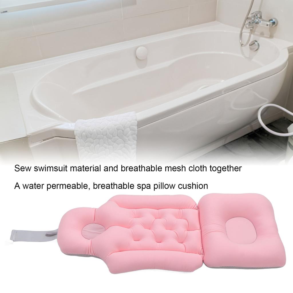 Bathtub Cushion Soft Breathable Folding Headrest Back Support Bath Pillow Cushion for Adults Spa