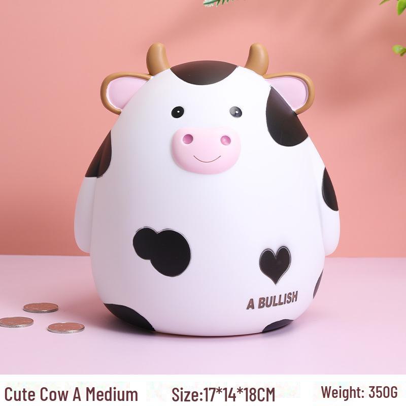Cartoon Cow Piggy Bank - Enamel, Durable, Creative Gift for Kids