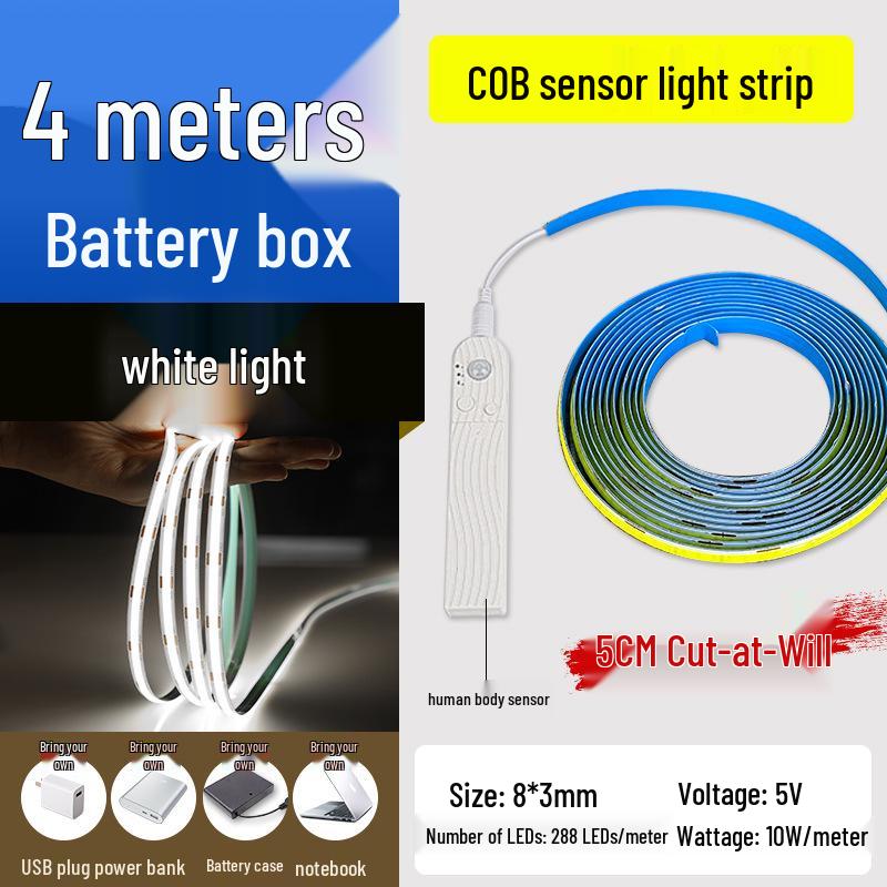 USB Rechargeable Motion Sensor LED Strip Light: Ultra-thin, Self-Adhesive, Wireless Night Lighting