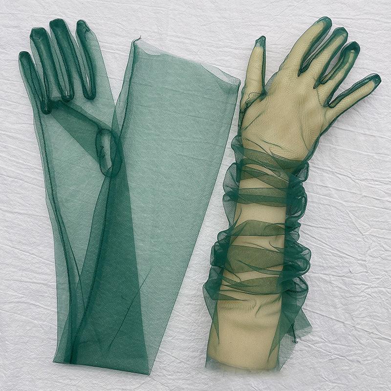 70CM DIY Dünnes Netz Transparent Uni Weich Sexy Cosplay Mode Persönlichkeit Kleid Accessoires Bühnenauftritt Damen Lange Handschuhe