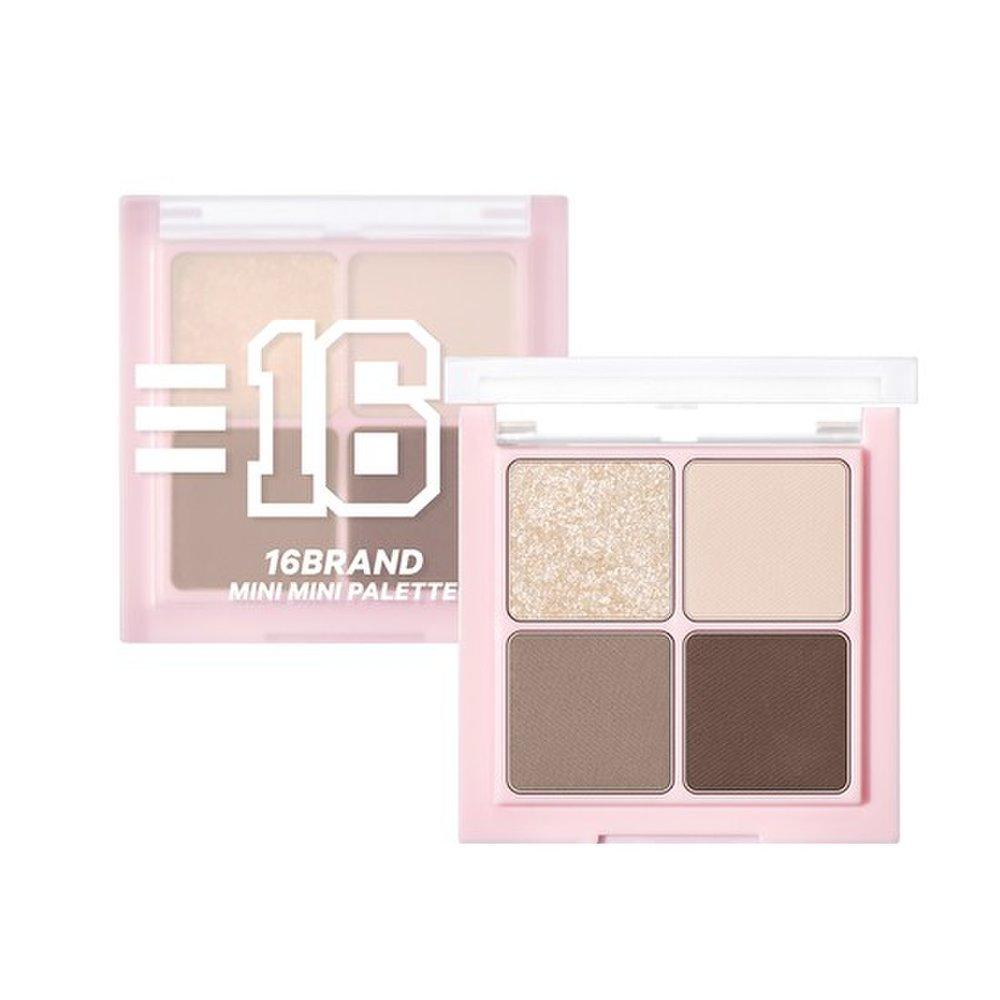 [16Brand] Mini Mini Edition [Palette + Blusher + 7-type Brush Kit] + Gift Poggle Pouch