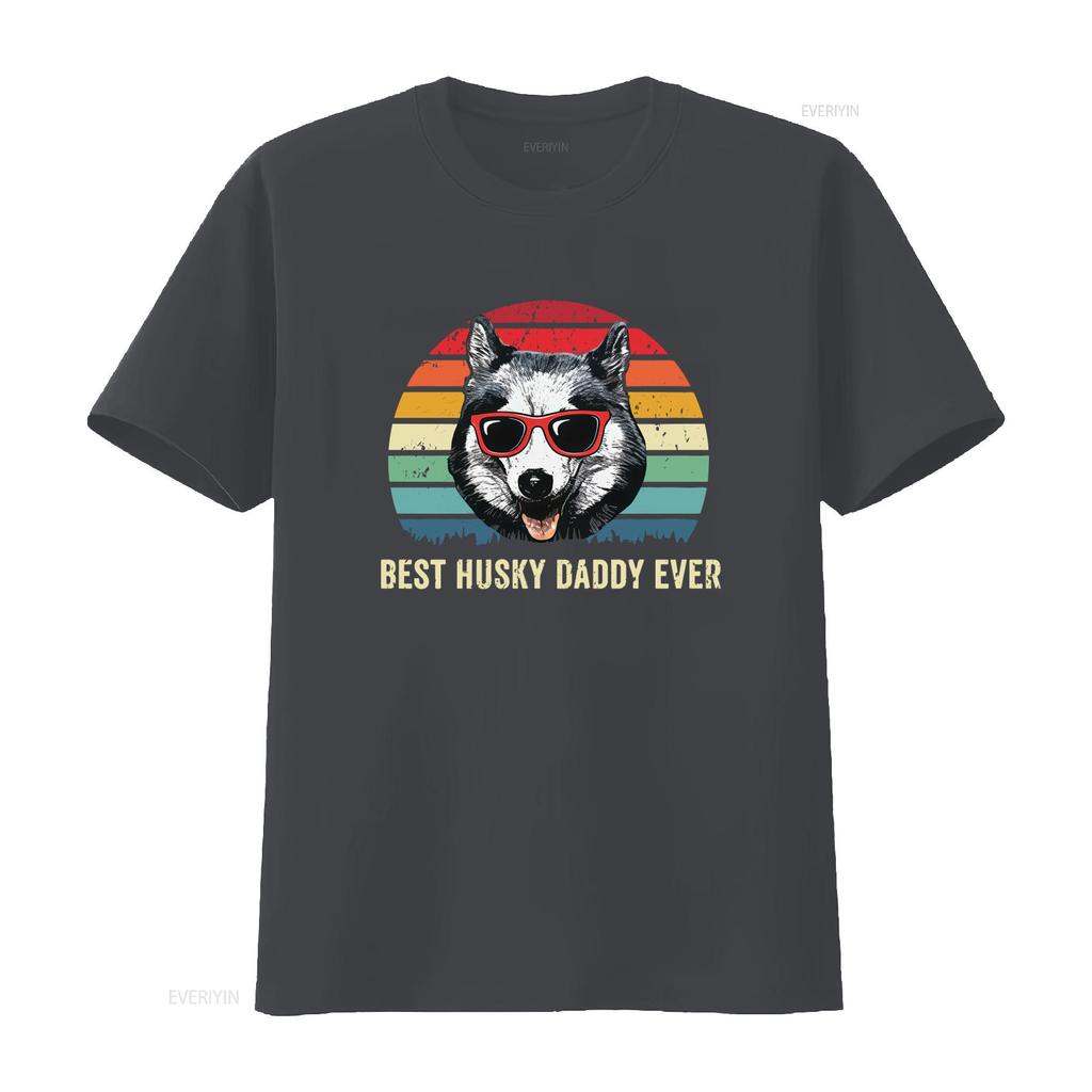 Best Husky Daddy Ever Retro Style T Shirt Siberian Print for Dog Lovers Perfect from Son Daughter vintage Washed Stretched
