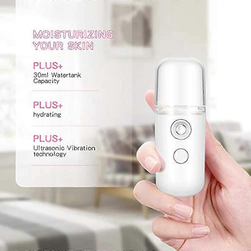 2 Pieces Nano Facial Mister 30ml Portable Mini Face Mist Handy Steamer USB Mist Hand Eyelash Extensions Atomization Machine for Facial Hydrating 25-26