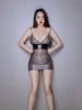 Sexy Women Sheer See Through Oil Glossy Pencil Micro Mini Dress Deep V Neck Cosplay Maid Tight Cute Dress Sweet Wear