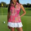 Camiseta Polo de Golf sin Mangas para Mujer con Cuello con Cremallera, Camiseta sin Mangas Deportiva Estampada para Deportes y Actividades al Aire Libre