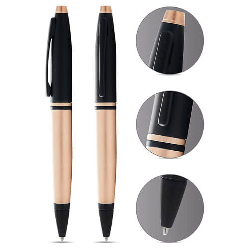 Cross Cross Calais Brushed Rose Gold and Black Pen (Ballpoint)