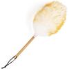 Lambswool Dusters For Cleaning With Solid Wooden Handle, Leather Hanging Strap, 15 Inch Natural Wool Duster