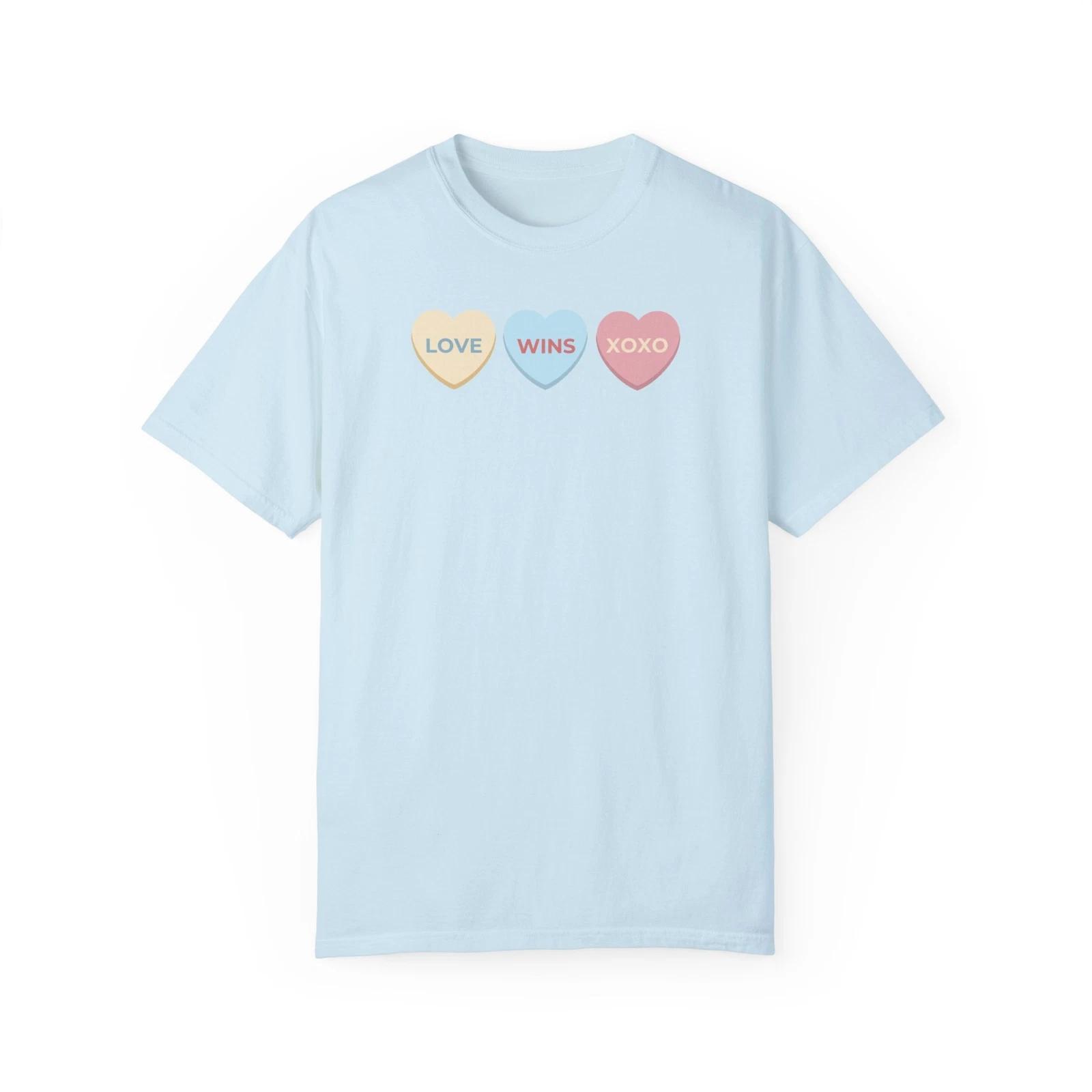 Love Wins Always T-Shirt XOXO Heart Candy Shirt Oversize Valentine Gift for Her XL