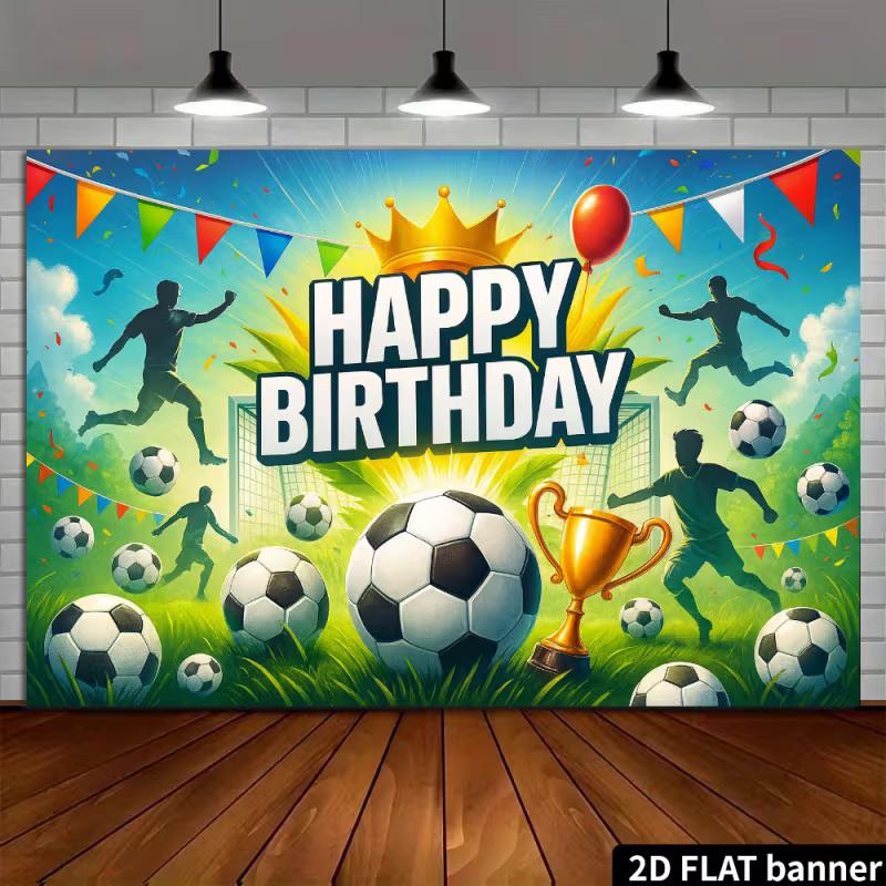 2D Fußballspieler Silhouette Geburtstag Hintergrund Pokal Partyzubehör