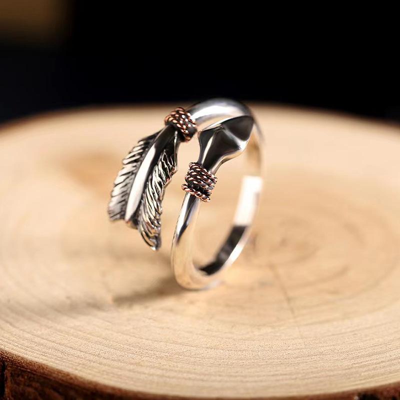 Men s Trend Creative Indian Arrow Ring Vintage Personality Opening Adjustable Boys Index Finger Ring Adjustable opening
