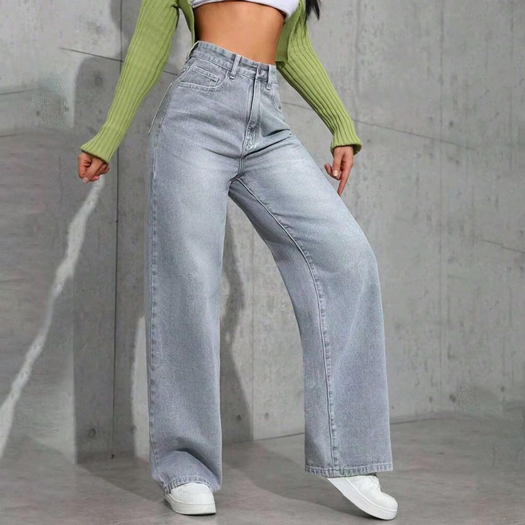 Pantaloni da Donna Taglia Grande Jeans Elasticizzati Larghi Pantaloni Semi-Elastici
