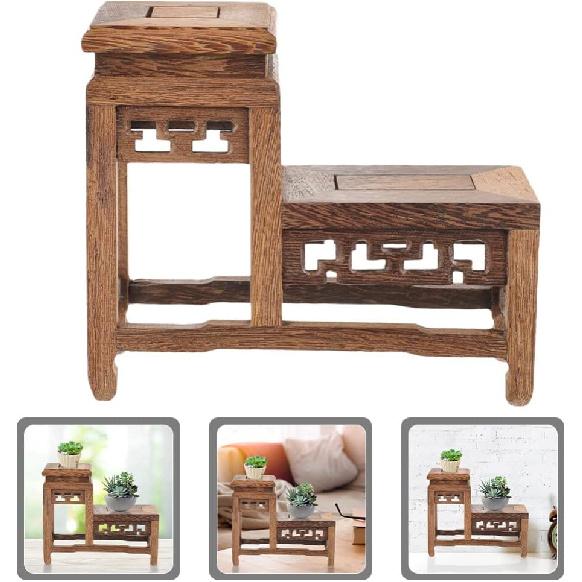 Angoily Vintage Display Stand Wood Stand for Crafts Figurine Display Base Tabletop Wood Base Vase Display Stand Flower Vase Base Buddha Statue Stand