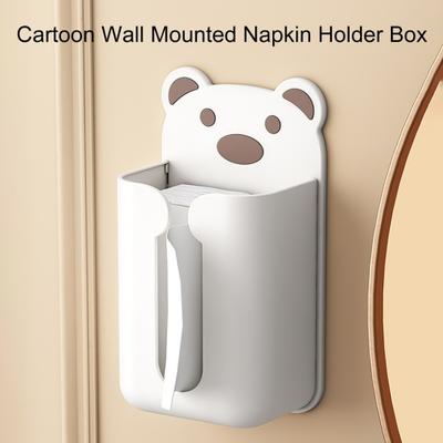 Space-saving 4 Colors Simple Smooth Paper Extraction Cartoon Wall Mounted Napkin Holder Box Tissue Case