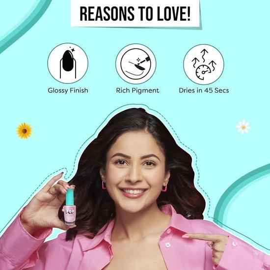 SUGAR POP Nail Lacquer 10 Call Me Hot (Fuschia Pink) | Dries In 45 Seconds | Chip-Resistant | Glossy Finish , 10 Ml