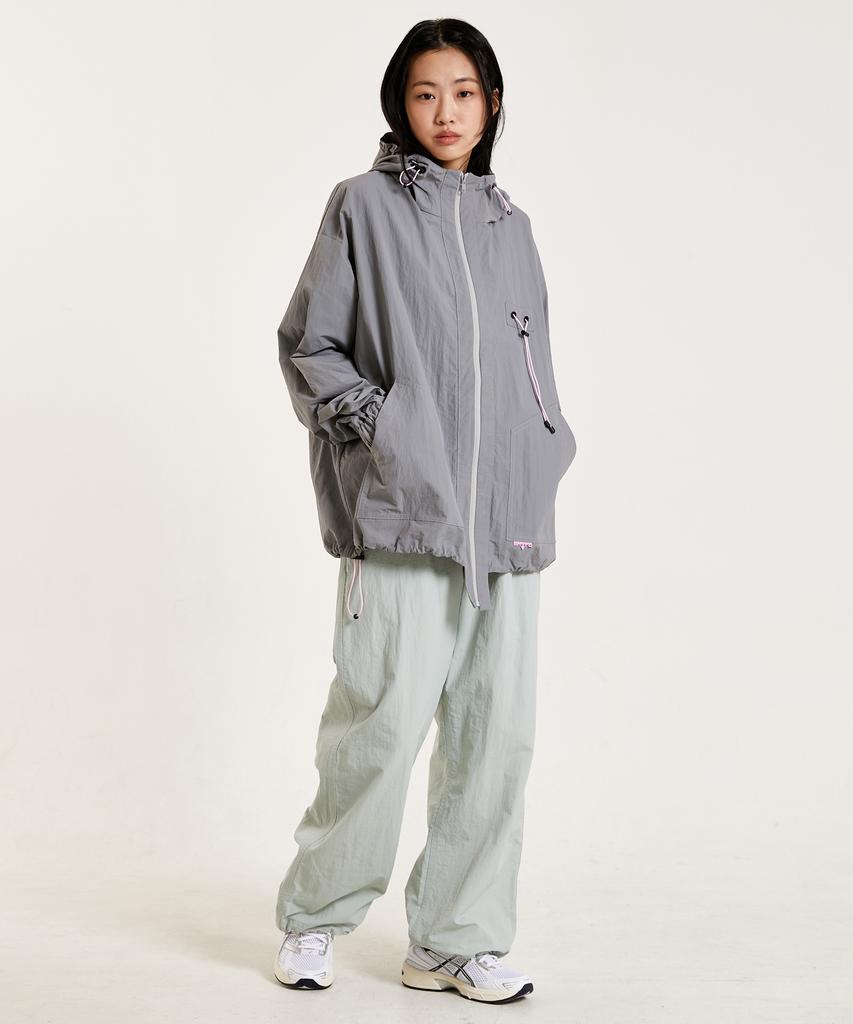Shvto Windbreaker Hooded Gray Jacket
