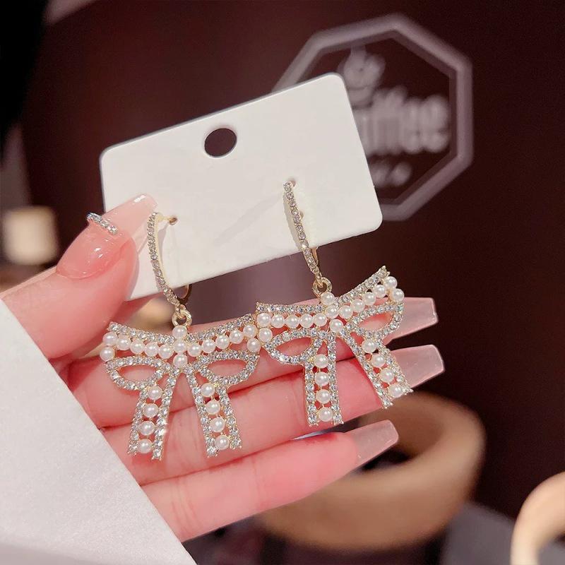 Korean Style Pearl Bow Tassel Earrings: Luxurious, Versatile Fashion Accessories for Women