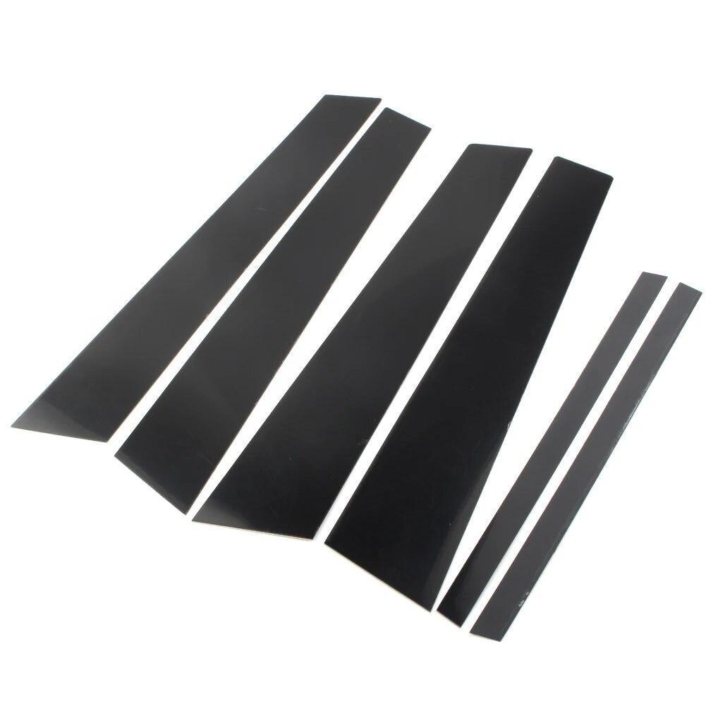 For BMW 3 Series E90 6Pcs Car Pillar Posts Door Window Panel Covers Decorative Trim 2005-2012 Gloss Black