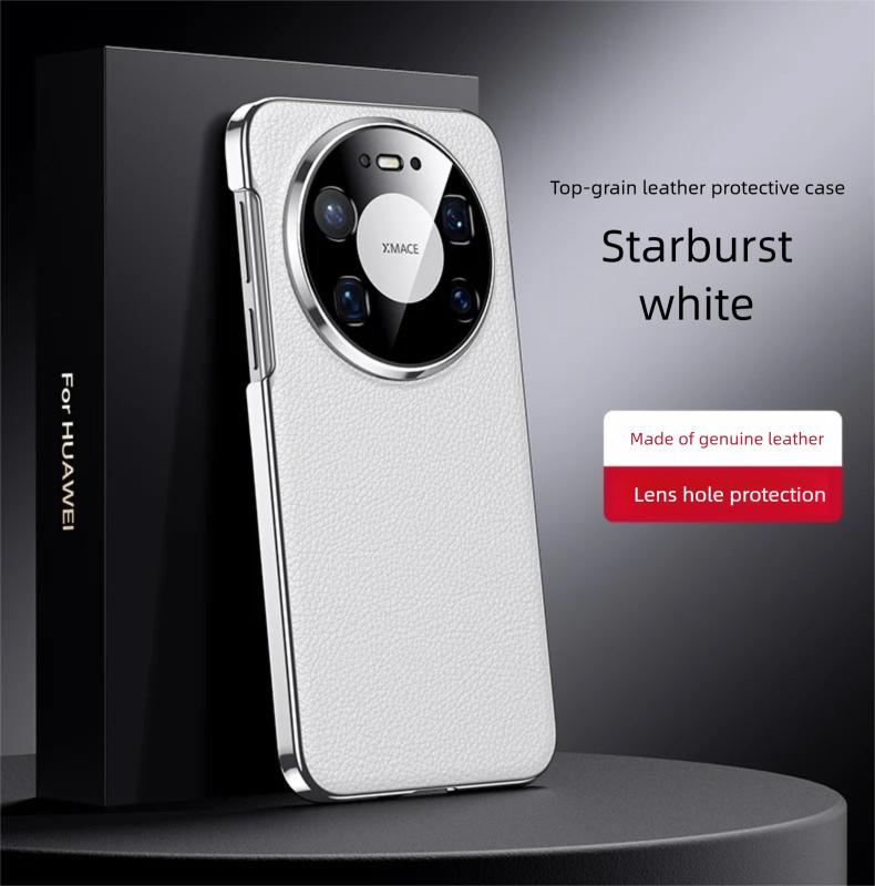 

Роскошный чехол из натуральной кожи премиум-класса для Huawei Mate 80 pro Max RS с вырезом для объектива камеры, классический дизайн личи Huawei Mate 80 RS белый