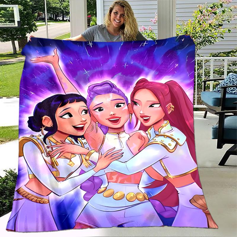 1pc Blanket Kpop Hunter5 Print Design, Lightweight Blanket for Sofa, Bed- Soft &Warm, Gift for All Seasons like Christmas, Halloween