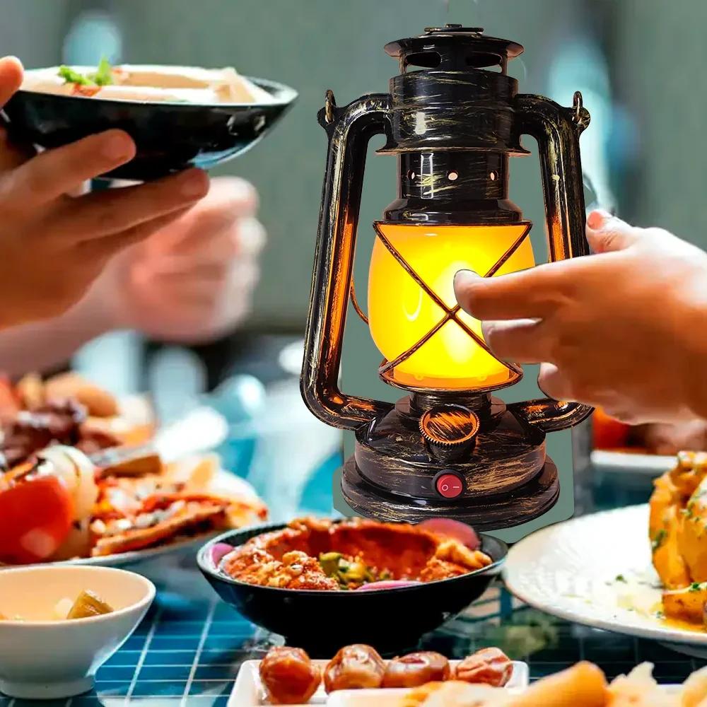 Vintage Style Lightweight Camping Lantern USB Rechargeable Camping Lights Hanging Tent Light 3 Lighting Modes LED Horse Lantern For Hiking